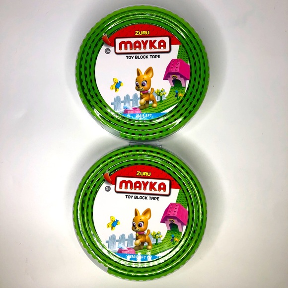 MAYKA Toy Block Tape, 4 stud, 6.5ft, Light Green,non-marking 2pk - Picture 1 of 3